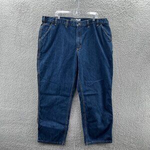 Carhartt Carpenter Jeans Mens 44 X 30 Loose Fit Blue Denim Hammer Loop Workwear